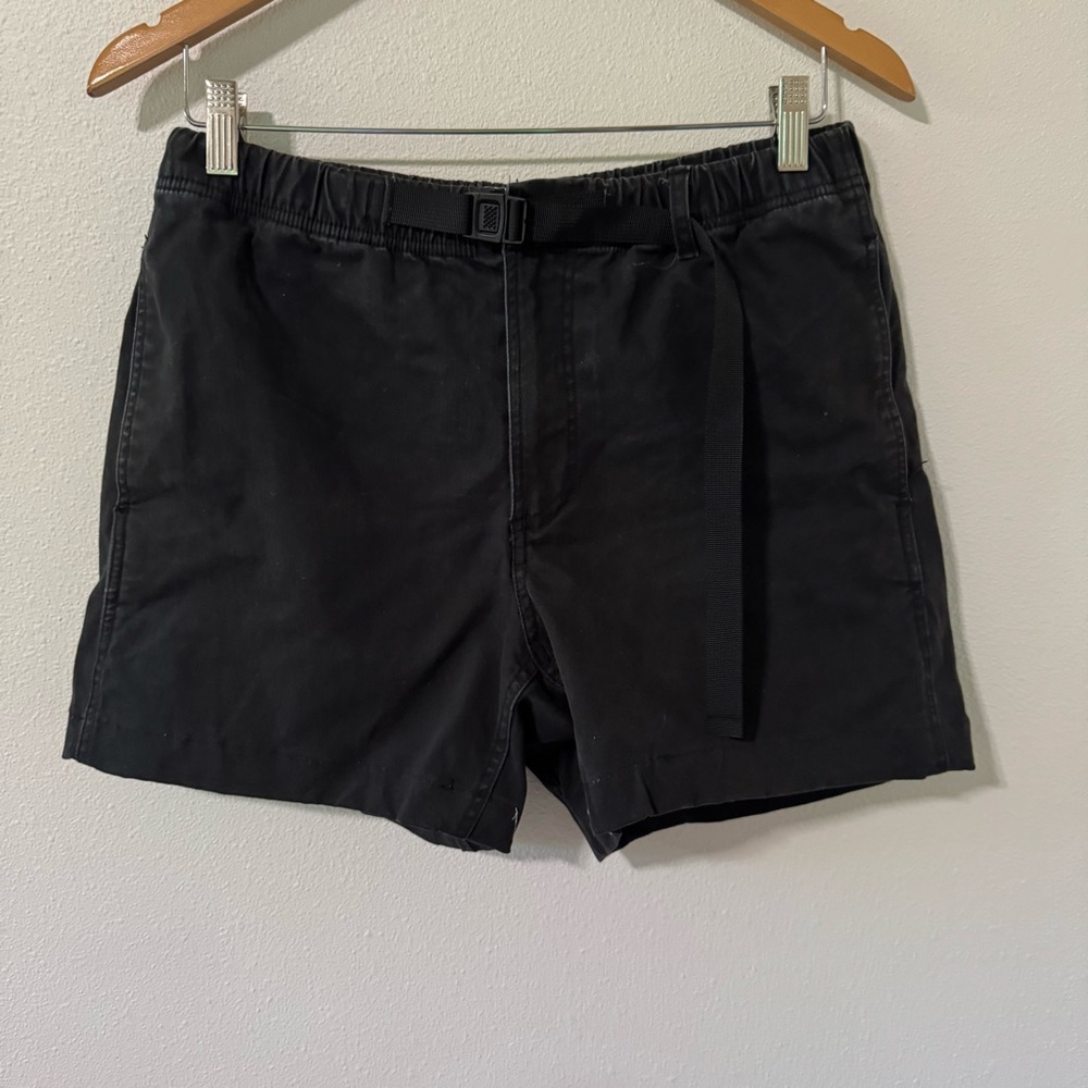 Stoic Venture Belted Shorts Black Stretch Cotton Twill Outdoor Gorpcore-Medium